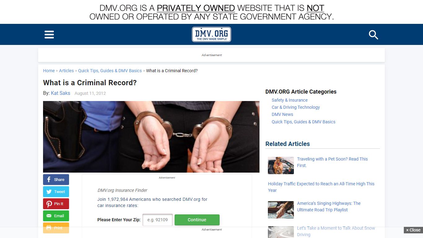 What is a Criminal Record? - DMV.ORG Articles